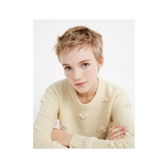 Madewell Dotted Bobble Pullover Sweater in Antique Cream, S - Picture 3 of 10